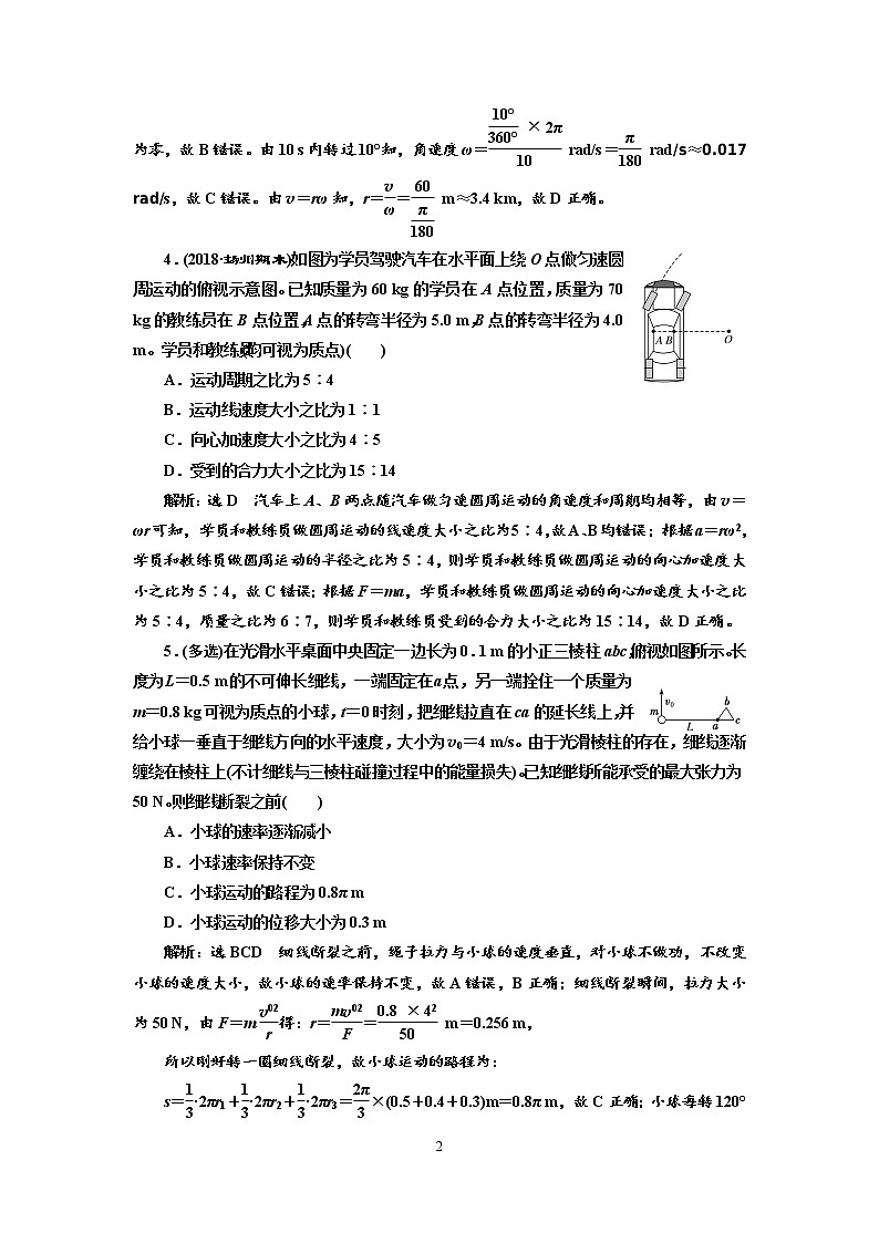 2020新课标版物理高考一轮复习质量检测 十三、圆周运动02