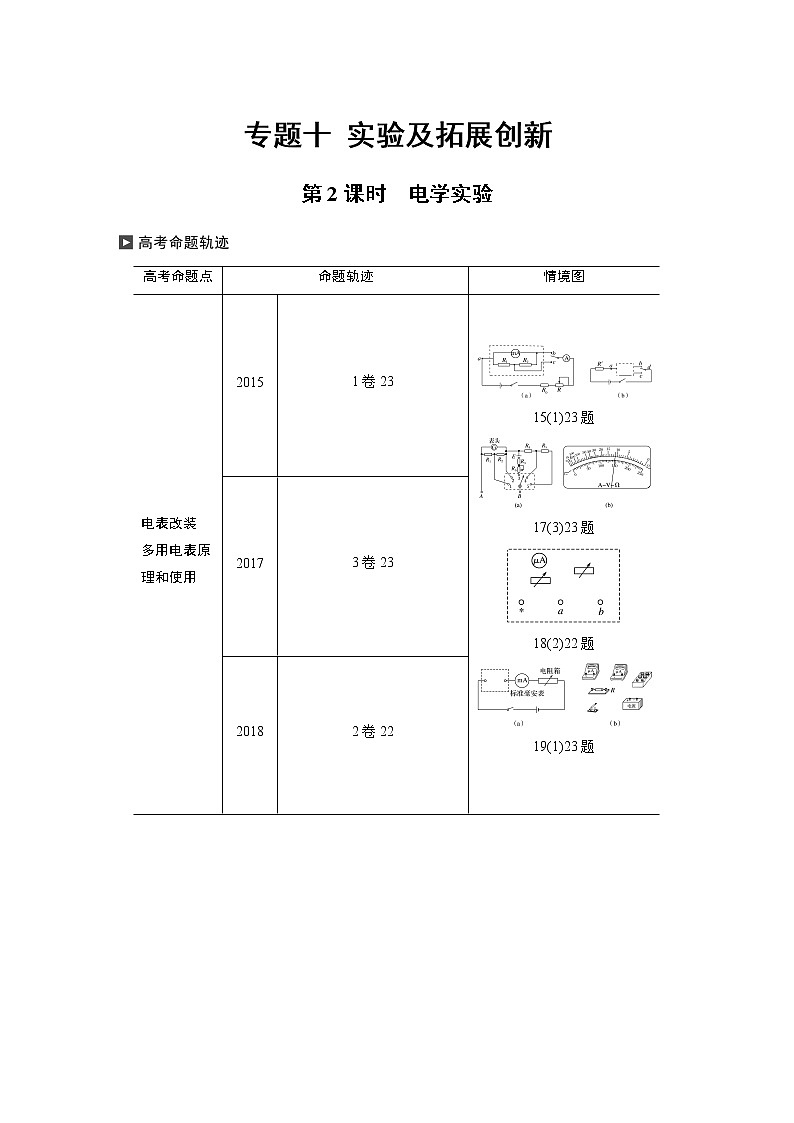 高考物理二轮专题复习讲义：专题十（第2课时）电学实验01