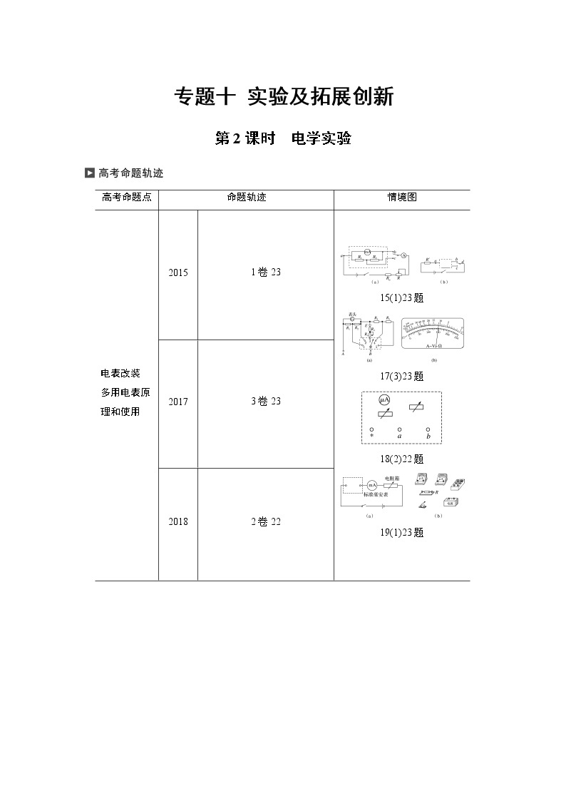 高考物理二轮专题复习讲义：专题十（第2课时）电学实验01