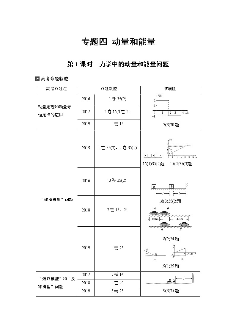 高考物理二轮专题复习讲义：专题四（第1课时）力学中的动量和能量问题01