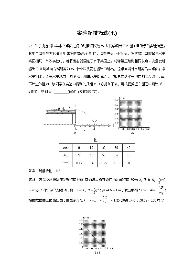 2020高三物理三轮冲刺：实验题技巧练(七)01