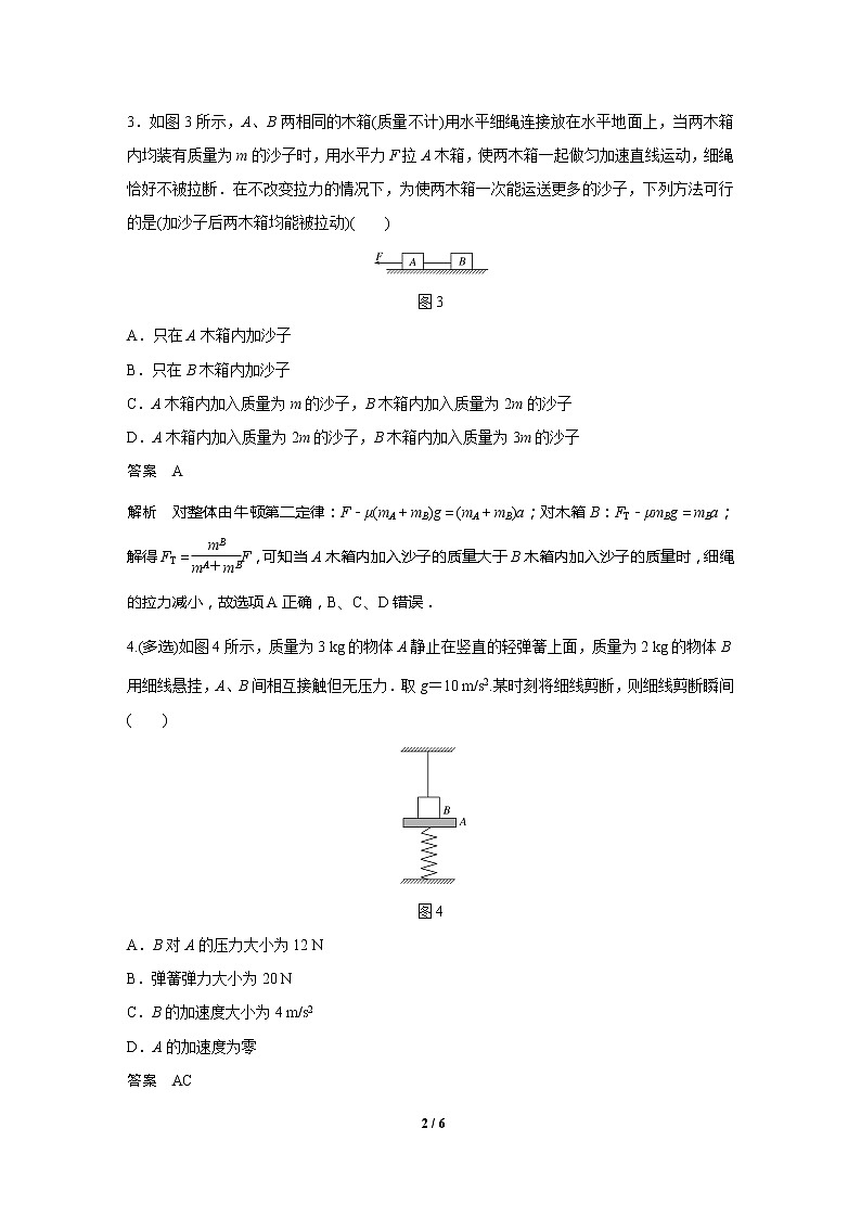 2020高三物理三轮冲刺练习：热点3 牛顿运动定律02