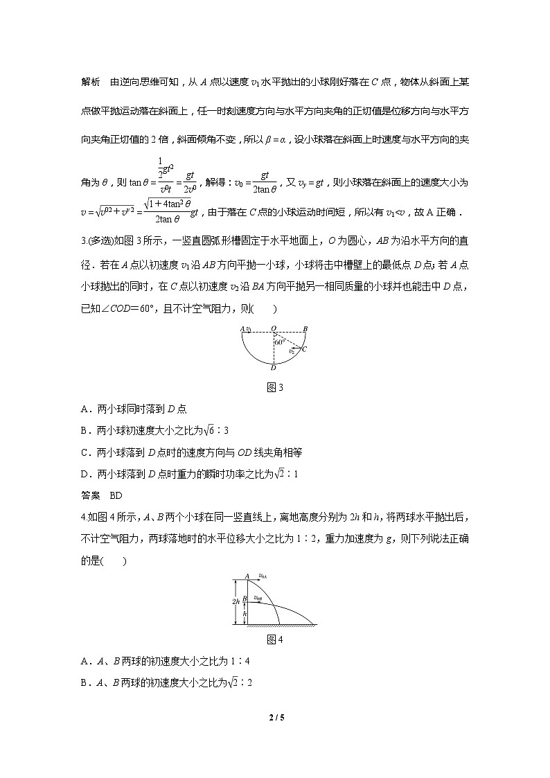 2020高三物理三轮冲刺练习：热点4 平抛与圆周运动02