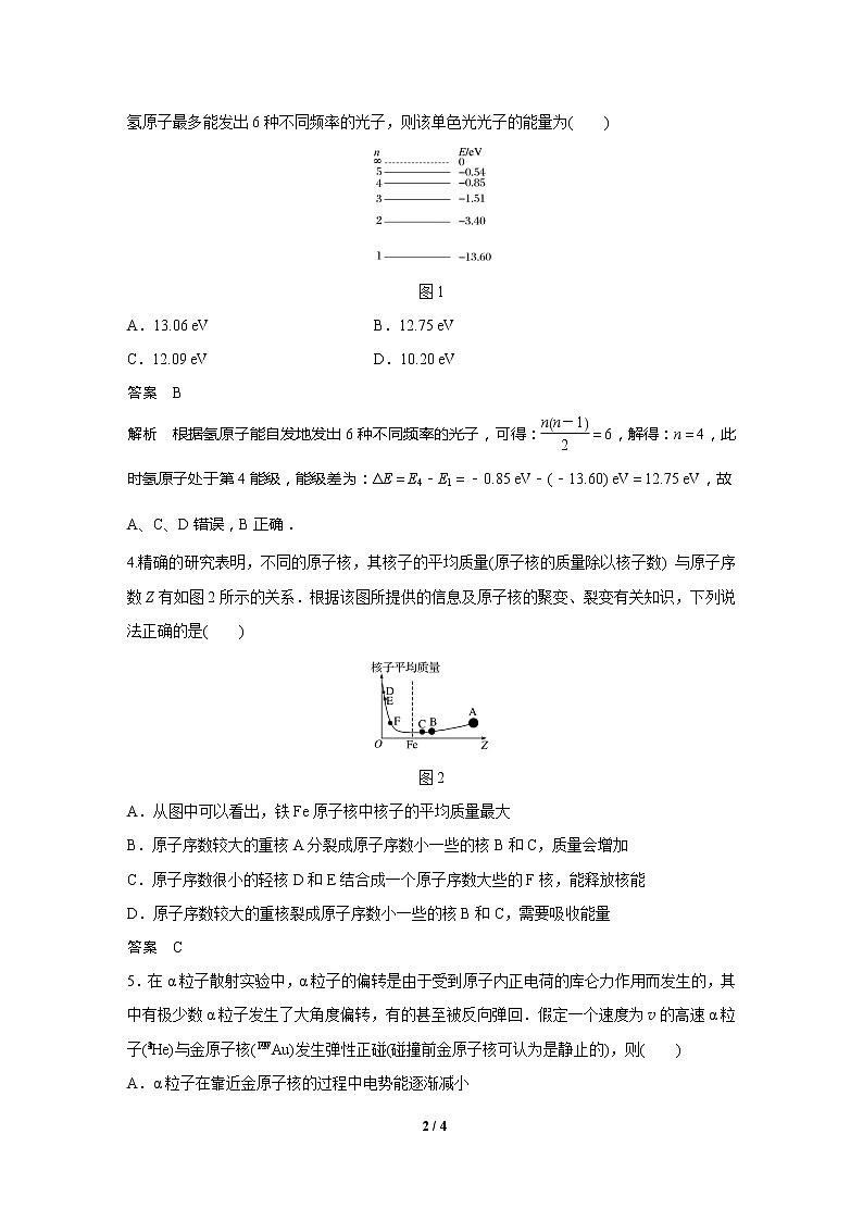 2020高三物理三轮冲刺练习：热点11 近代物理02