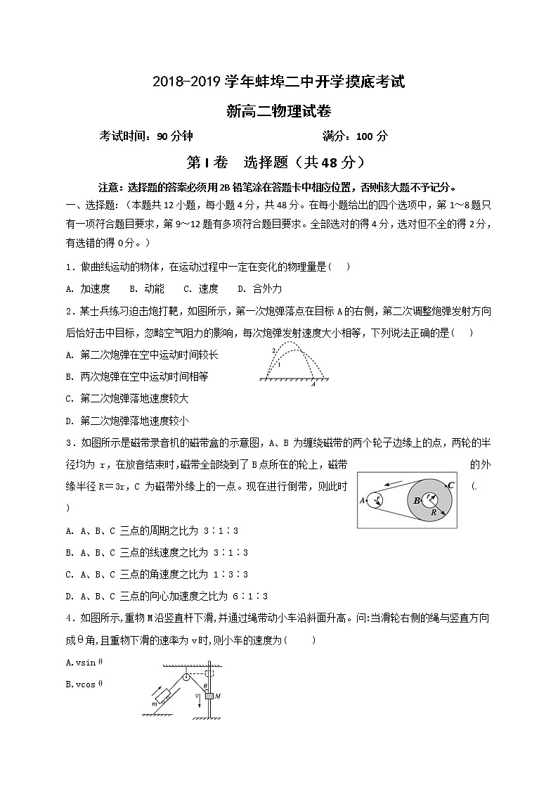 【全国百强校首发】安徽省蚌埠市第二中学2018-2019学年高二上学期开学考试物理试题01