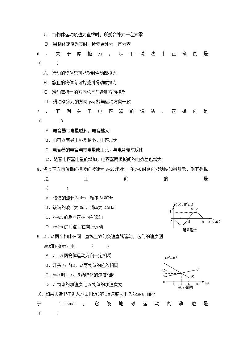高中物理会考模拟试题及答案第2页