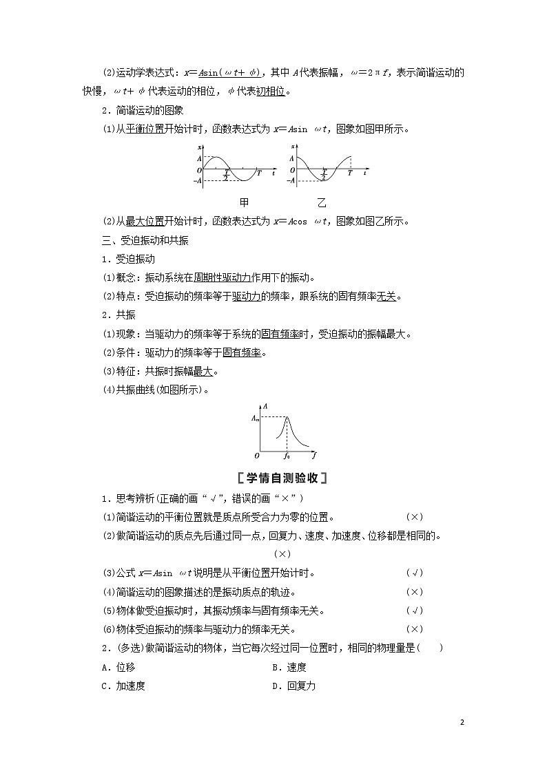 2021届高考物理一轮复习第13章振动波动光电磁波相对论第1节机械振动教案（含解析）02
