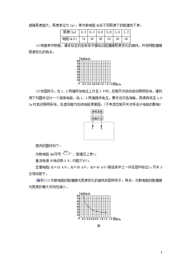 2021届高考物理一轮复习第11章交变电流传感器实验16利用传感器制作简单的自动控制装置教案（含解析）03