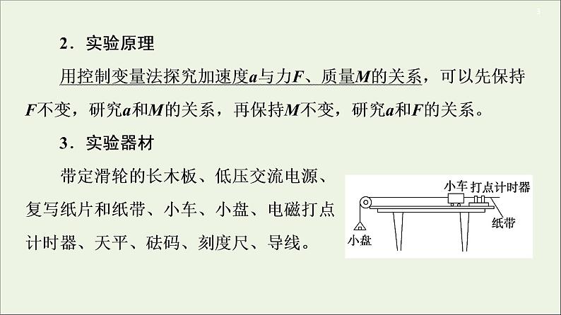 2021届高考物理一轮复习第3章牛顿运动定律实验4探究加速度与物体受力、物体质量的关系课件第3页