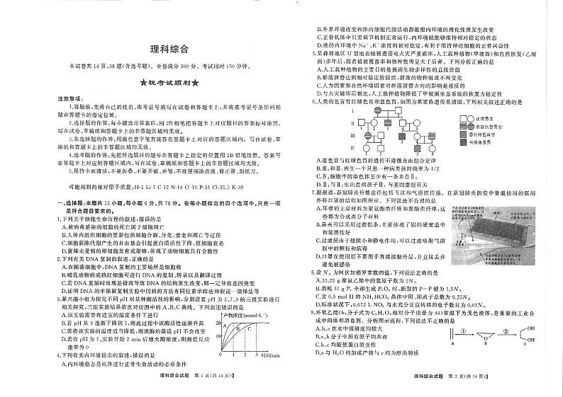 2020年高三名校联盟6月理综试卷+答案01