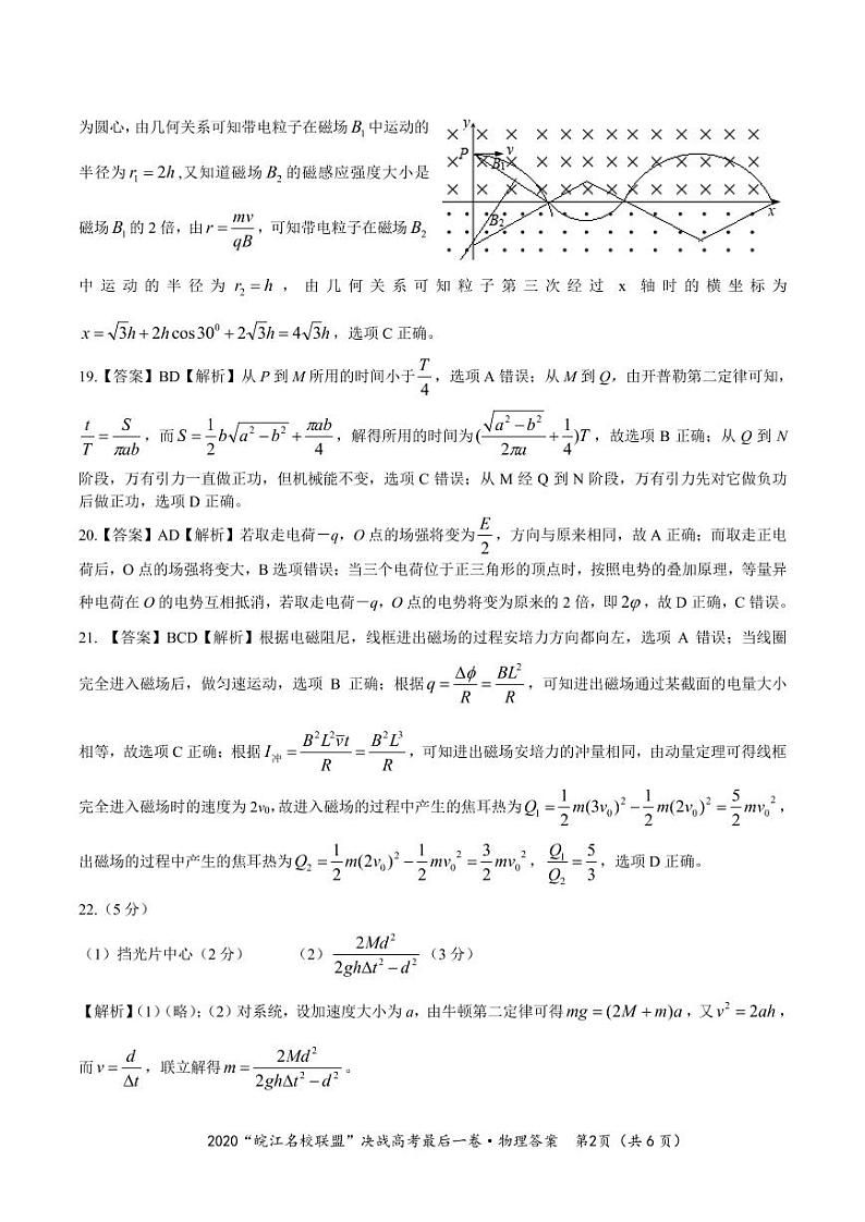 “皖江名校”2020届高三决战高考最后一卷 理综 PDF版含答案02
