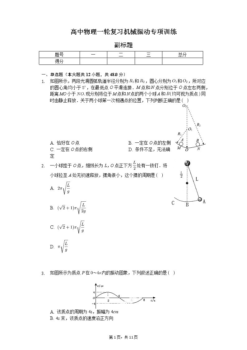 高中物理一轮复习机械振动专项训练-普通用卷第1页