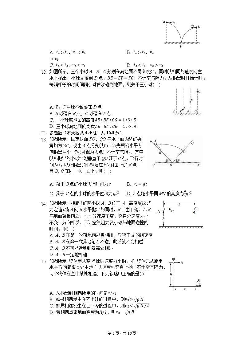 高中物理一轮复习抛体运动专题训练-普通用卷03