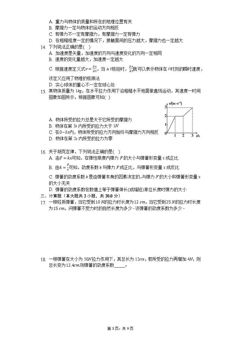 高中物理一轮复习重力弹力摩擦力专题训练-普通用卷03