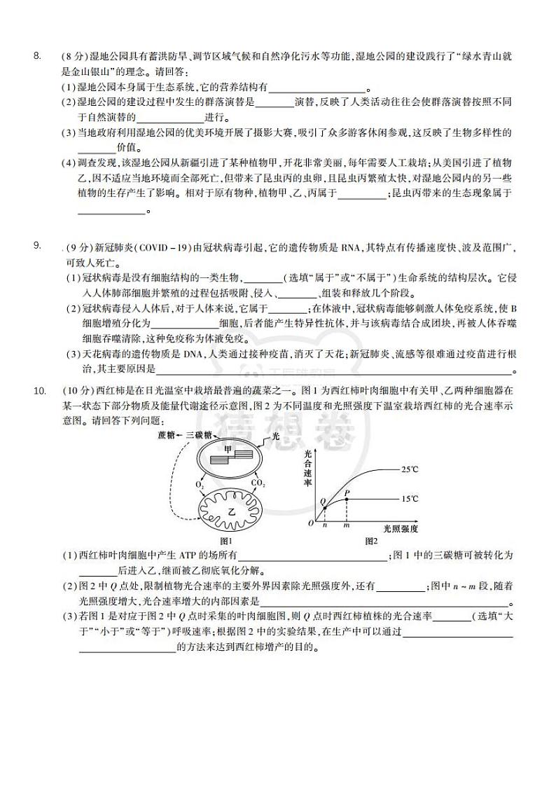 2020王后雄倍多分猜想卷理综02