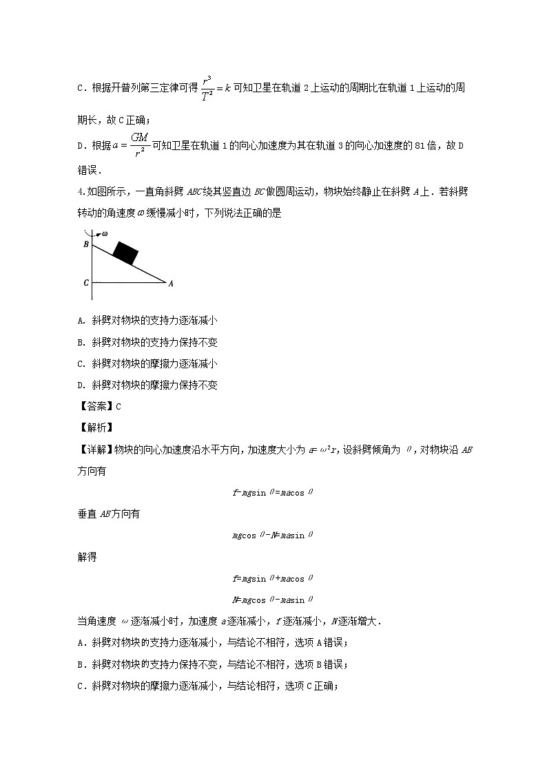河南省鲁山县第一高级中学2020届高三上学期11月月考物理试题03