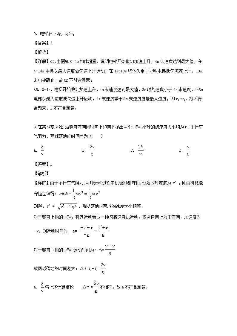 黑龙江省大庆第一中学2020届高三上学期第一次月考物理试题02