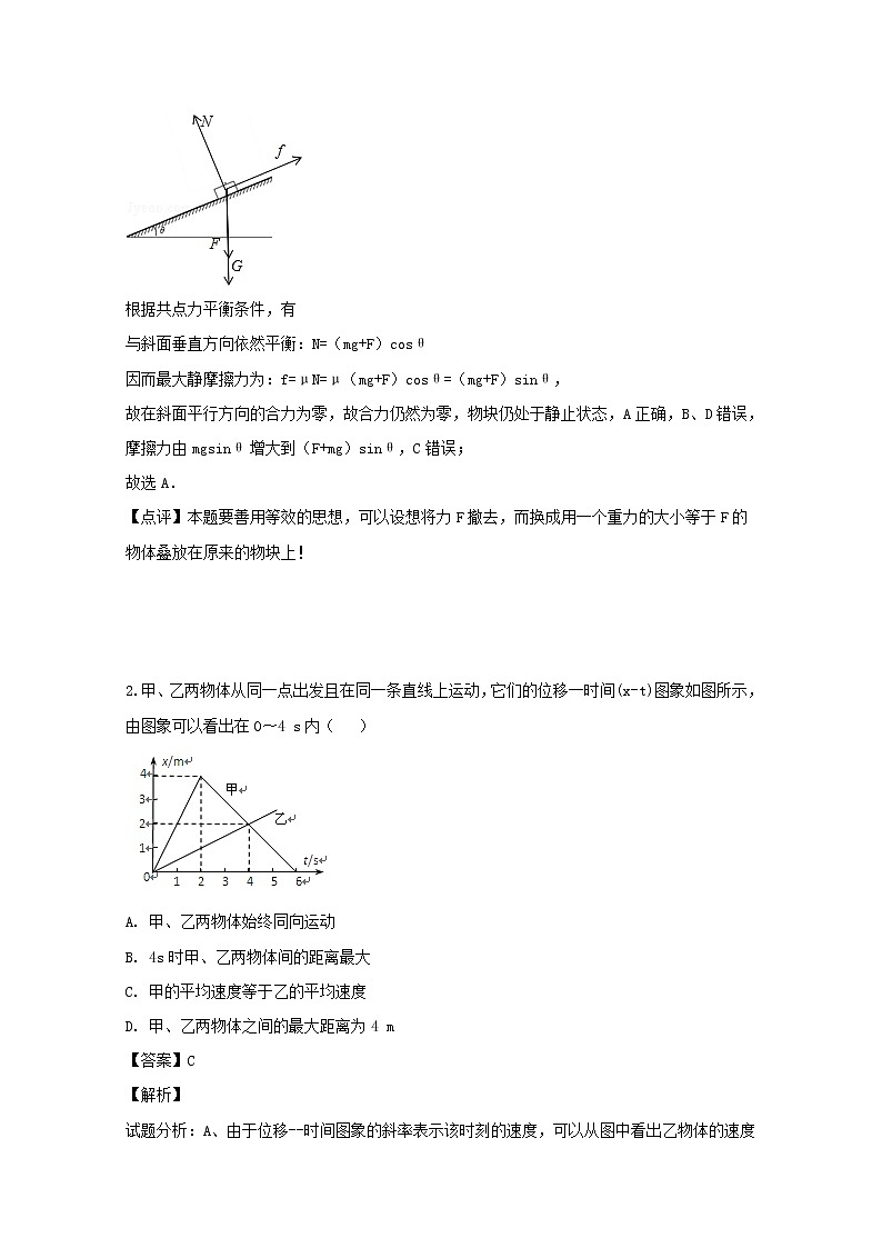 湖南省衡阳县四中2020届高三上学期10月月考物理试题02
