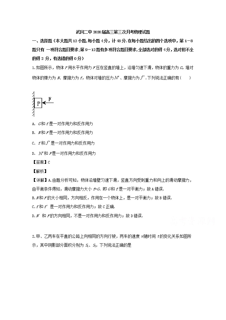 湖南省武冈市二中2020届高三上学期第三次月考物理试题01
