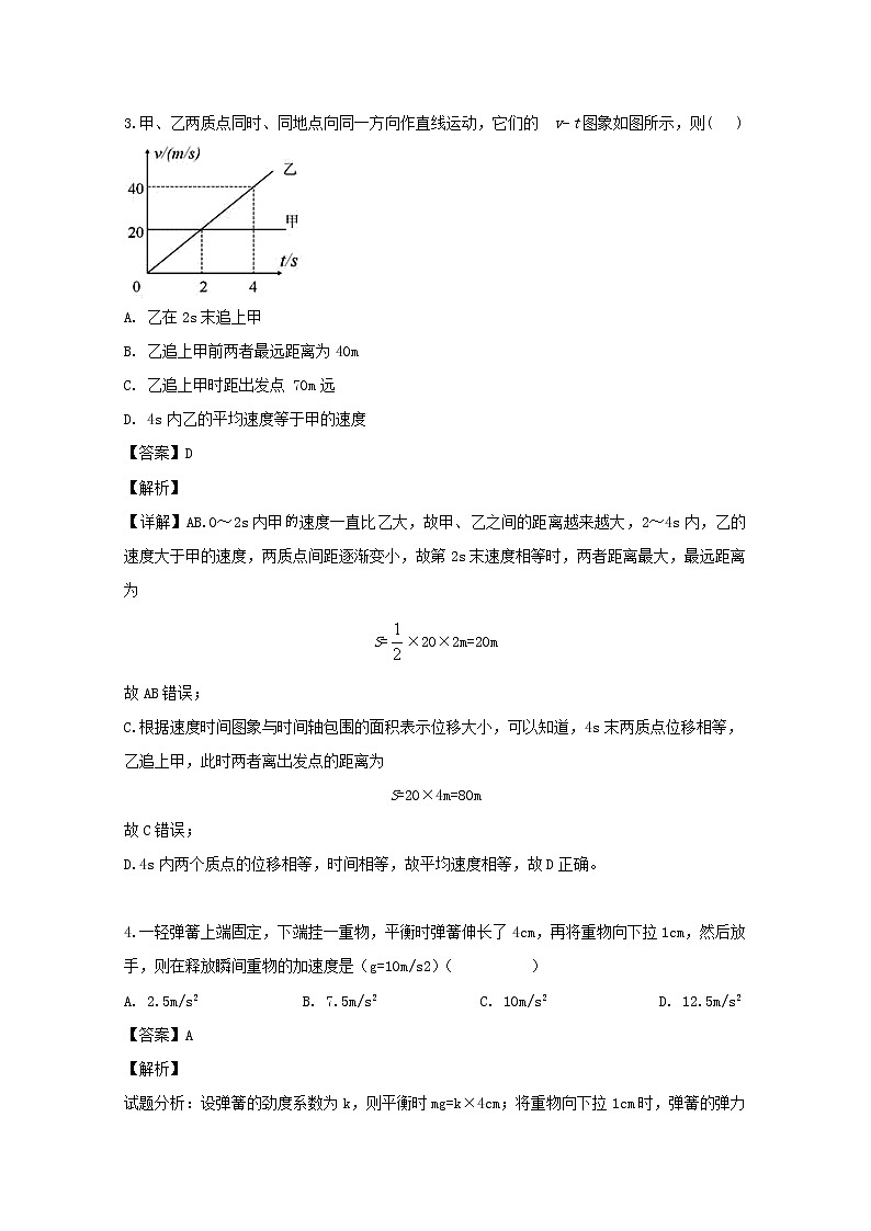 湖南省张家界市民族中学2020届高三上学期月考物理试题02