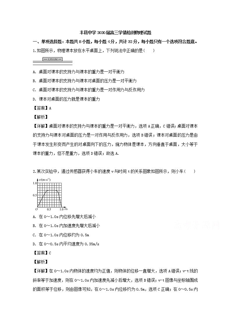 江苏省徐州市丰县中学2020届高三10月月考物理试题01
