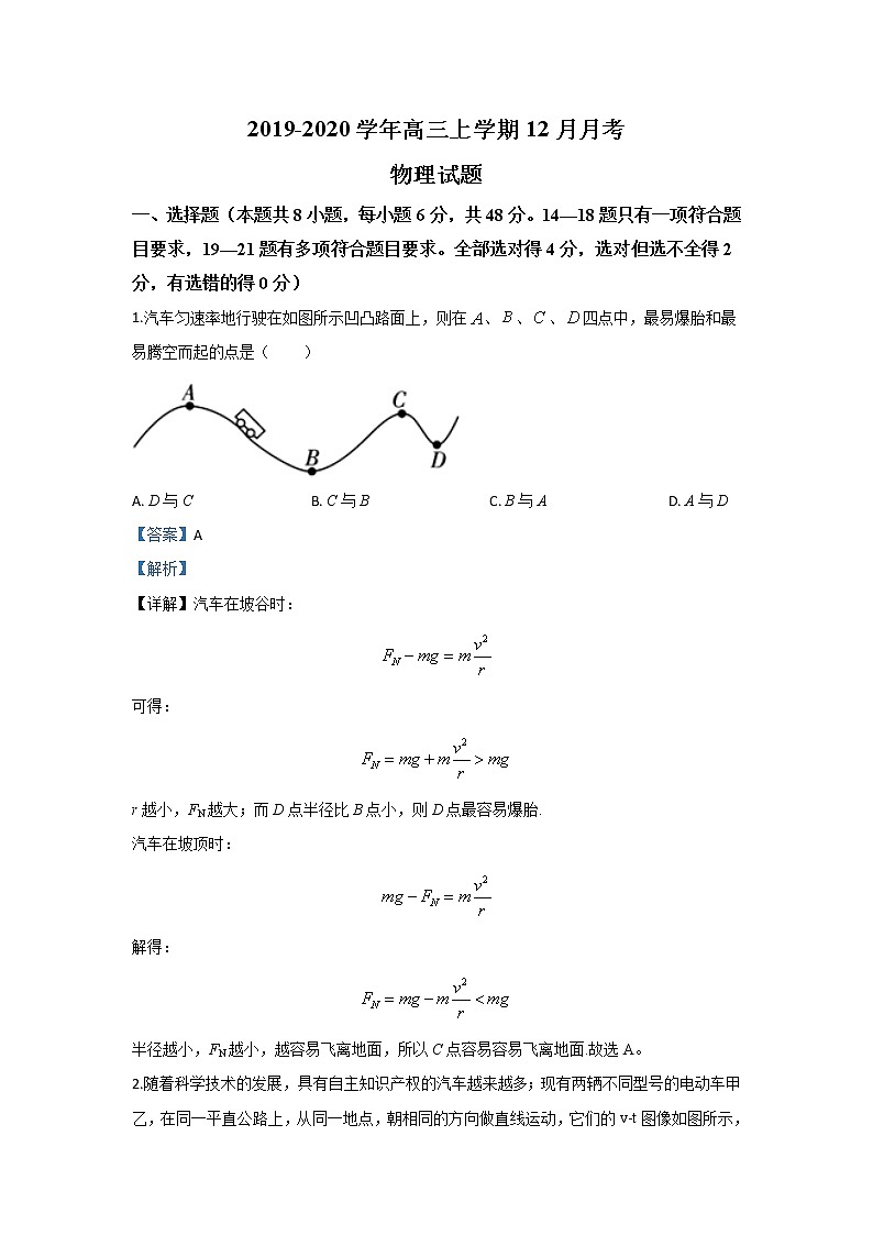 甘肃省兰州市第五十五中学2020届高三上学期12月月考物理试题第1页