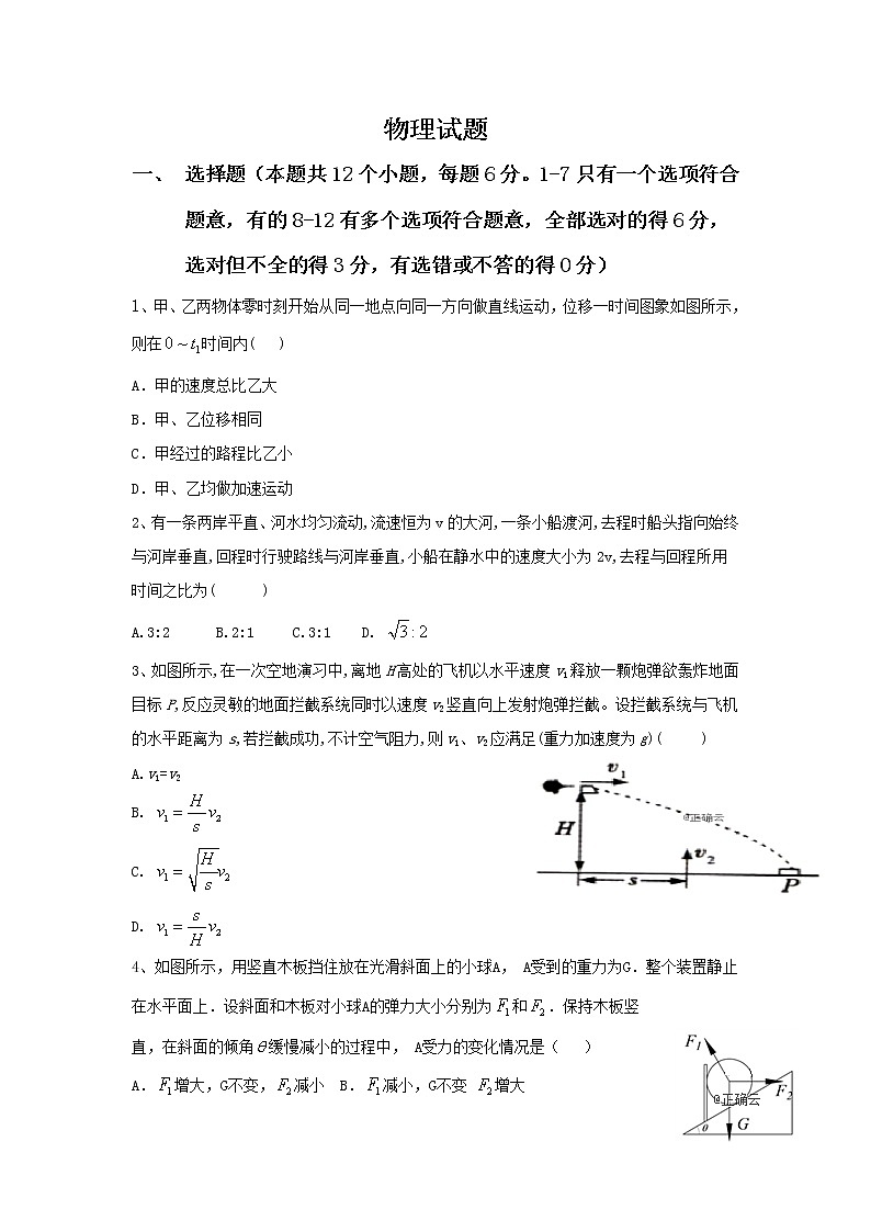 山西省临汾市2020届高三上学期月考物理第1页