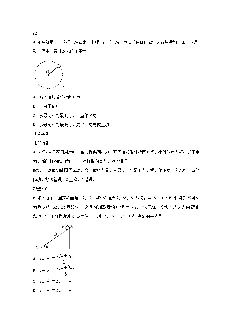 四川省绵阳市南山中学实验学校2020届高三上学期11月月考理综物理试题03