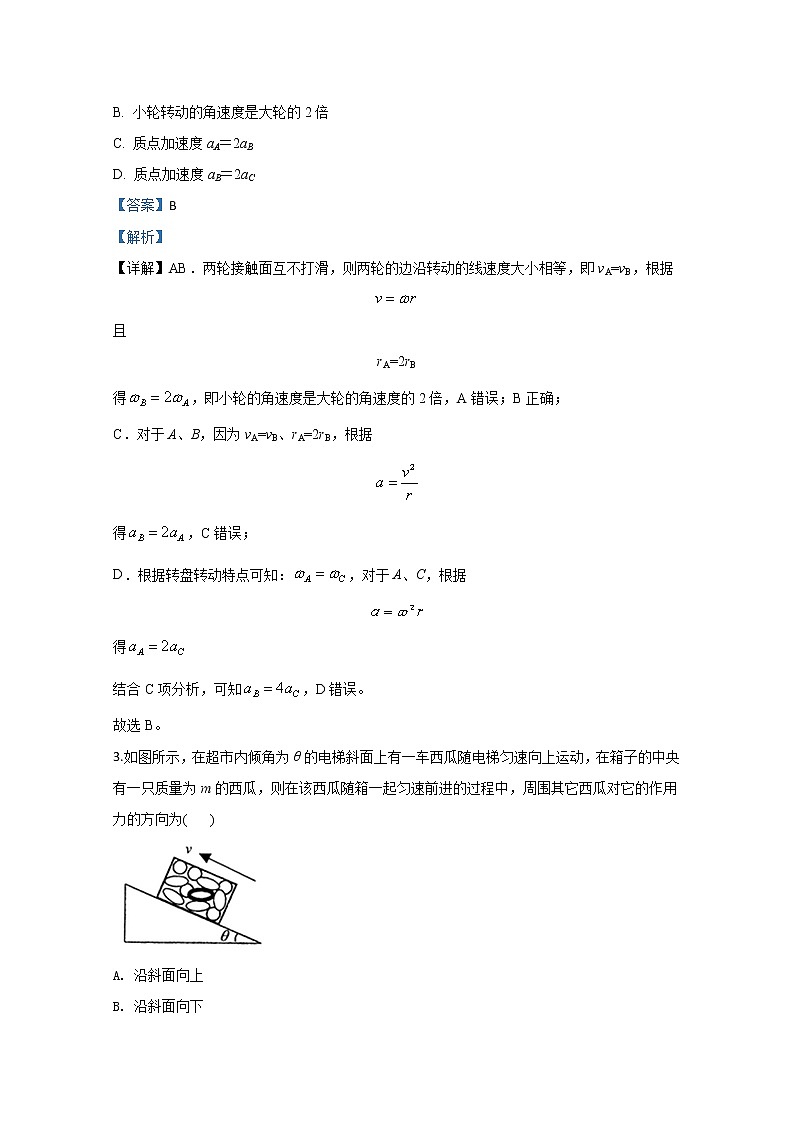 新疆库车县乌尊镇中学2020届高三上学期第四次月考物理试题02
