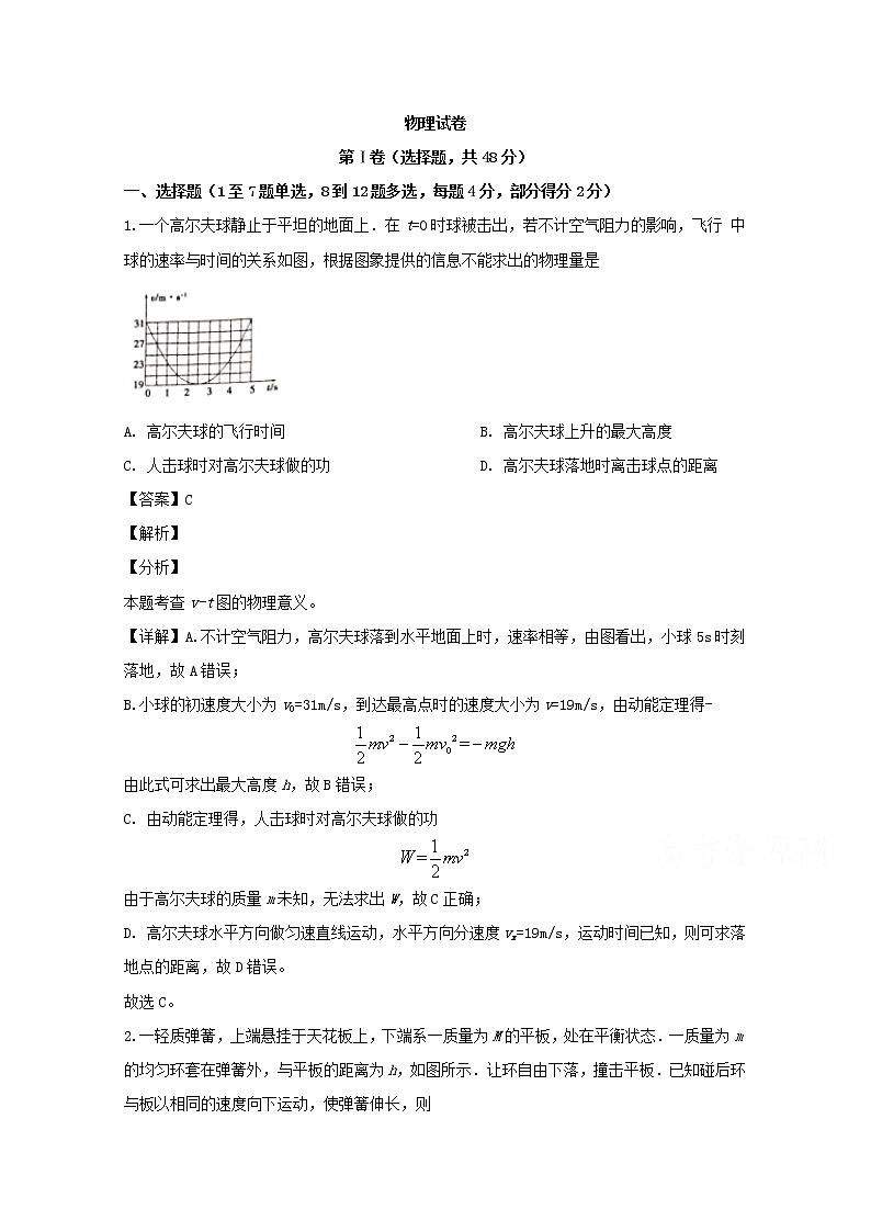 辽宁省实验中学东戴河分校2020届高三上学期12月月考物理试题01