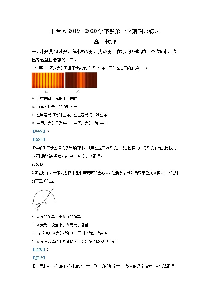 北京市丰台区2020届高三上学期期末考试模拟物理试题01