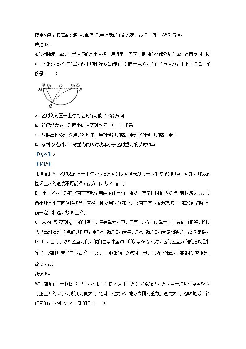 河北省衡水金卷2020届高三上学期期末考试物理试题03