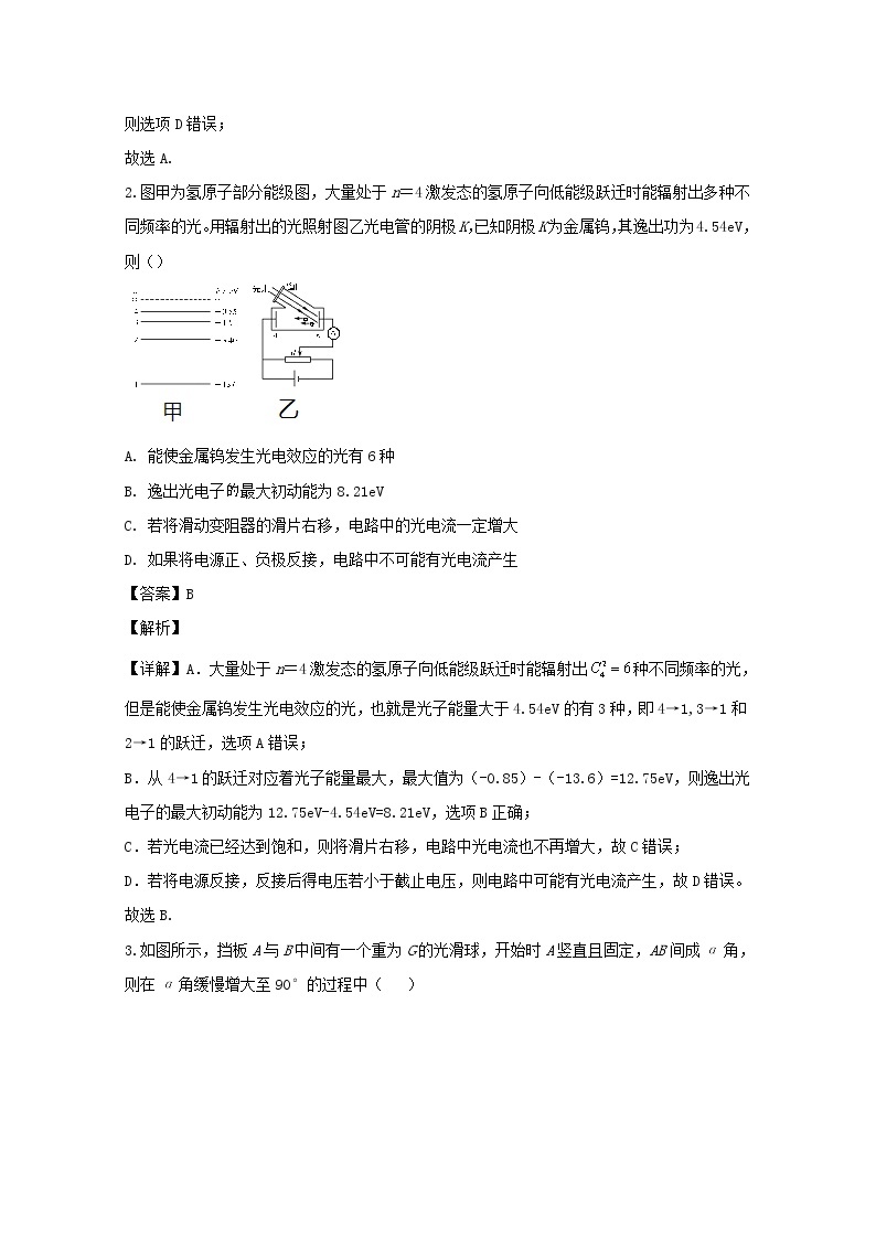 黑龙江省哈尔滨市第六中学2020届高三上学期期末考试理综物理试题02