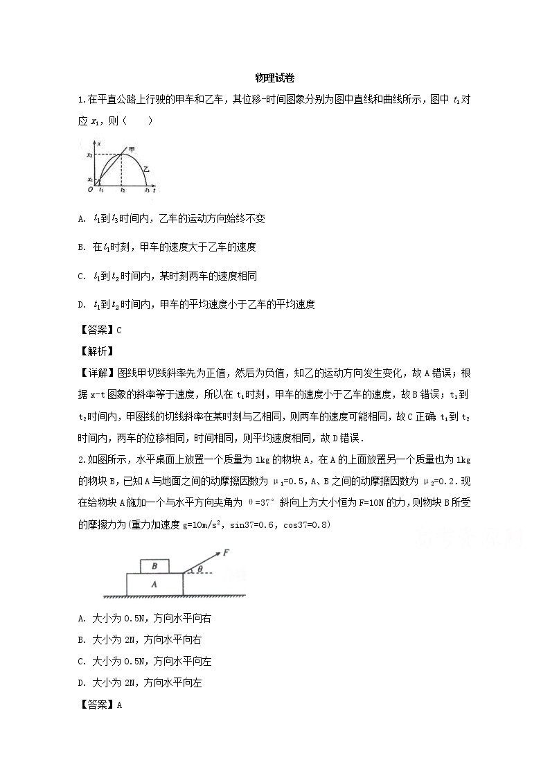 黑龙江省伊春市第二中学2020届高三上学期期末考试理综物理试题01