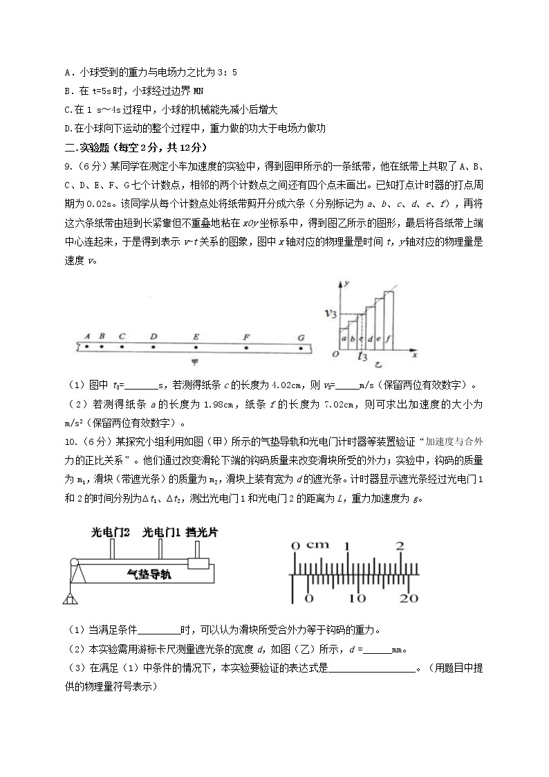 青海省西宁市六校2020届高三上学期期末考试物理试题03