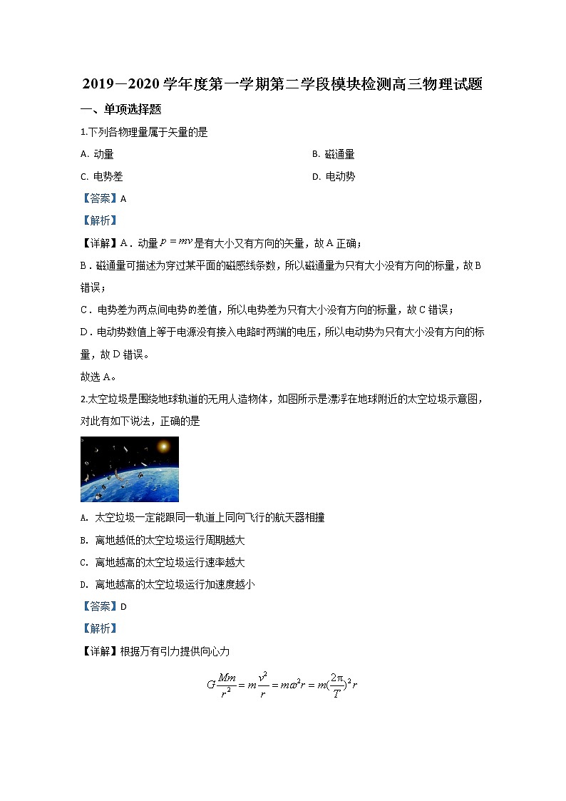 山东省青岛市黄岛区2020届高三上学期期末考试学业水平检测物理试题01