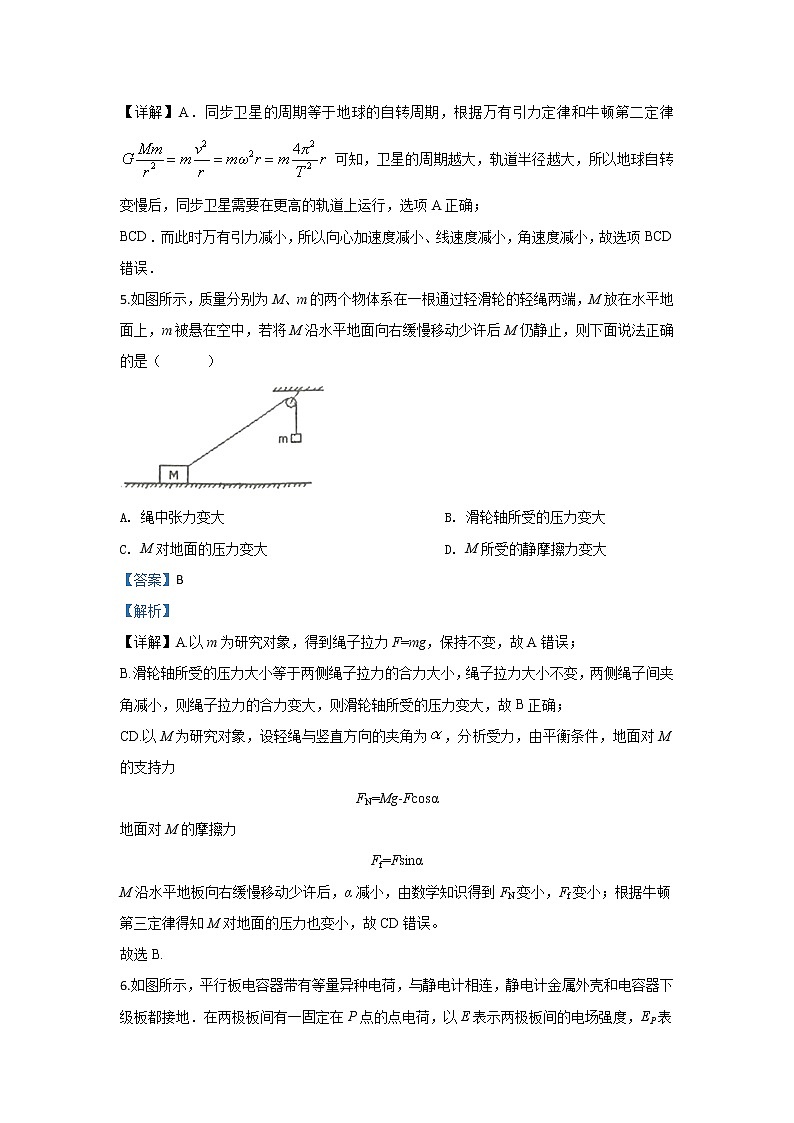 陕西省西安中学2020届高三上学期期末考试物理试题03