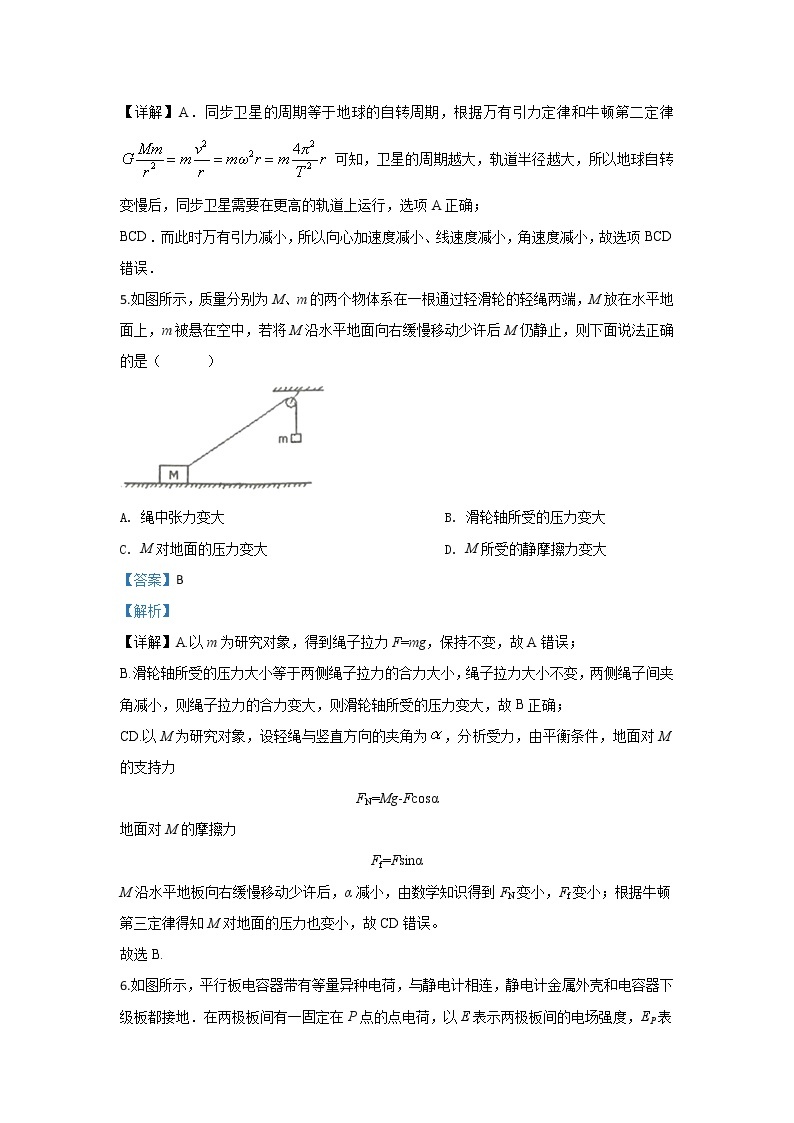 陕西省西安中学2020届高三上学期期末考试物理试题03