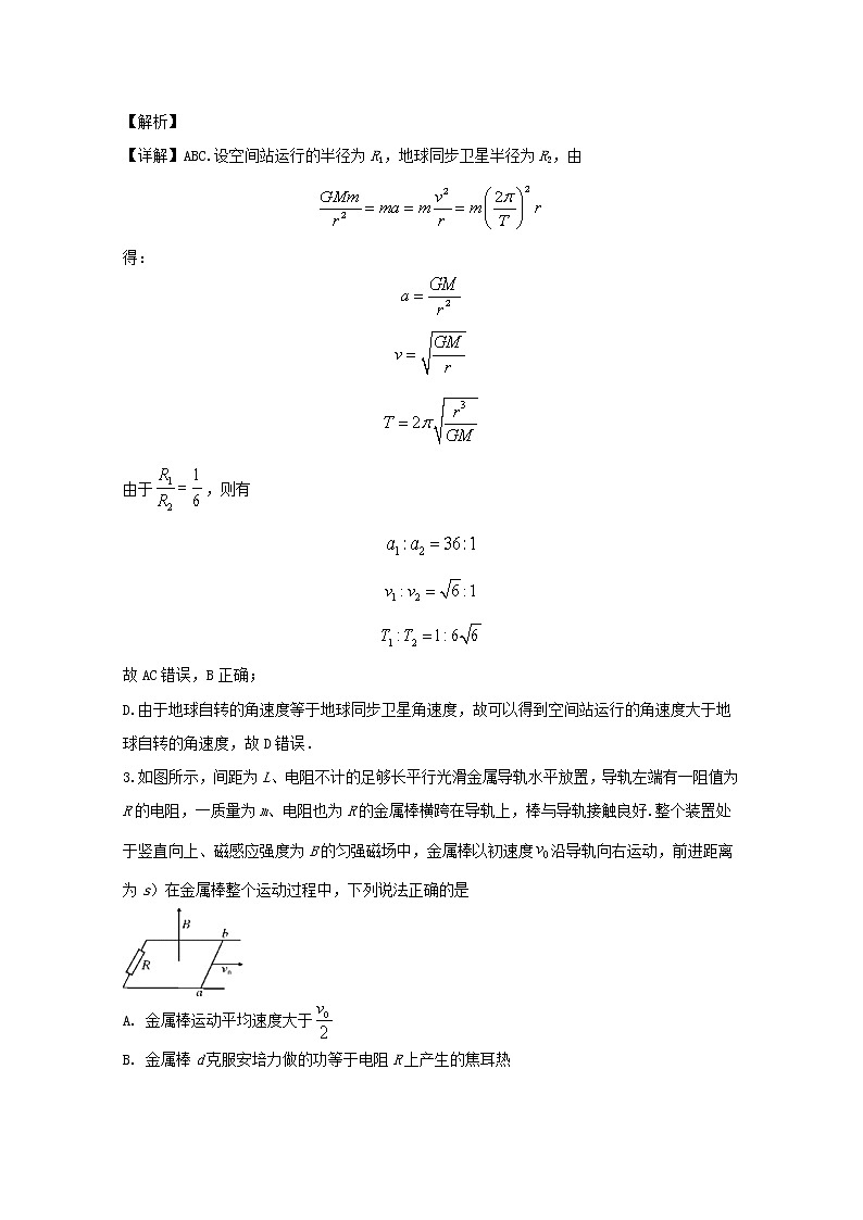 湖北省普通高中联考协作体2020届高三上学期期中考试理综物理试题02