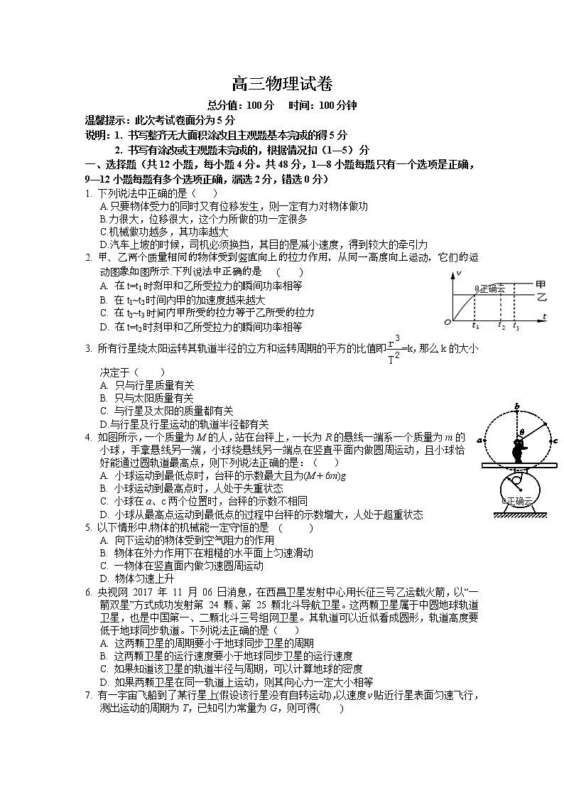 江西省南昌市新建县第一中学2019-2020学年高三上学期期中考试物理试卷01