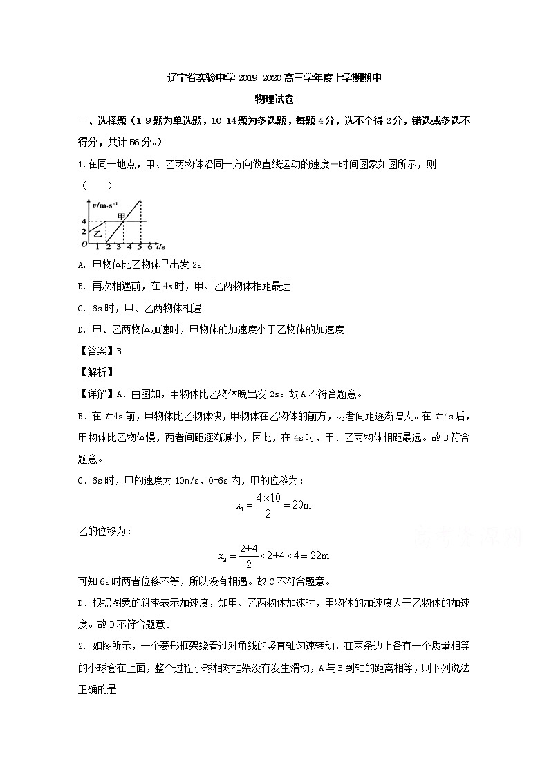 辽宁省实验中学2020届高三上学期期中考试物理试题01