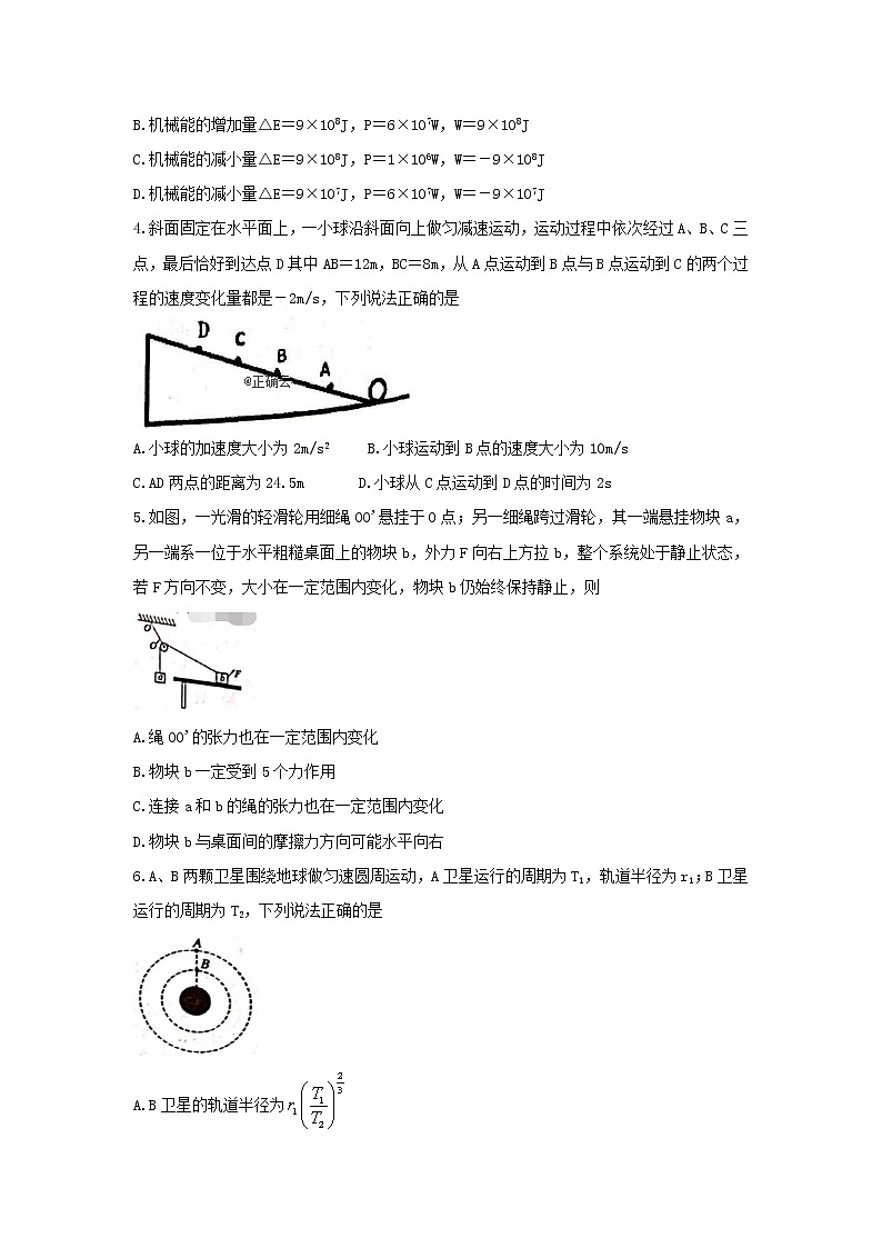 浙江省杭州市2020届高三上学期期中考试物理试卷02