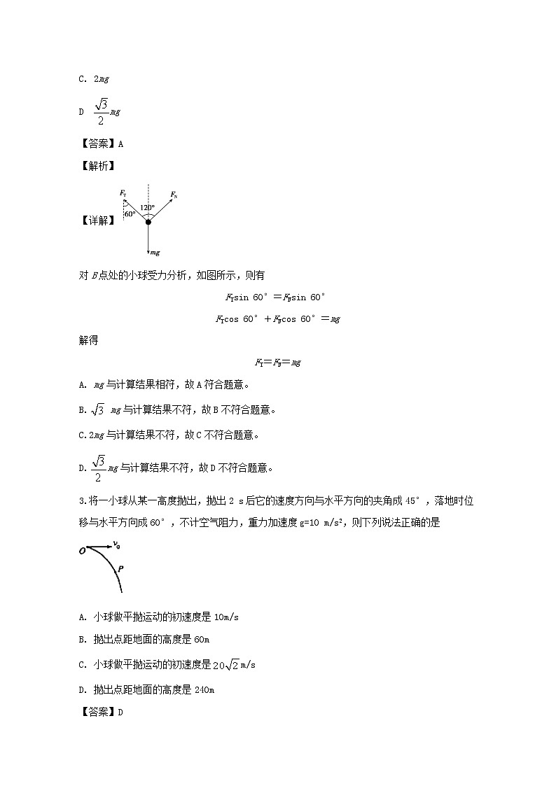 福建省泉州第十六中学2020届高三上学期期中考试物理试题02
