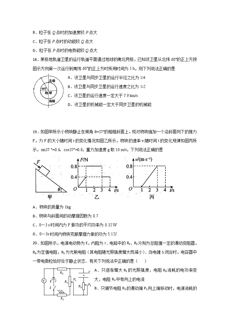 黑龙江省大庆中学2020届高三上学期期中考试物理试题02