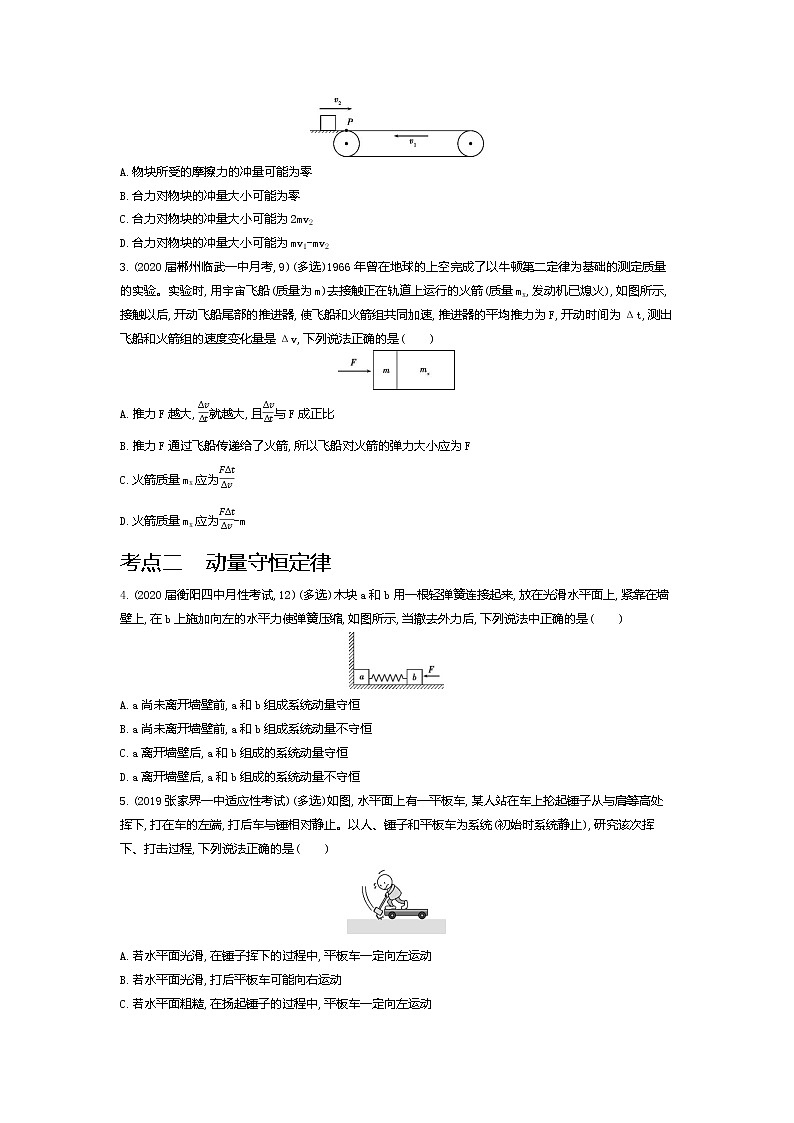 2021年高考一轮复习考点集训  物理(湖南省专用)专题七　碰撞与动量守恒02
