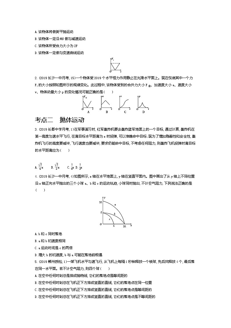 2021年高考一轮复习考点集训  物理(湖南省专用)专题四　曲线运动02
