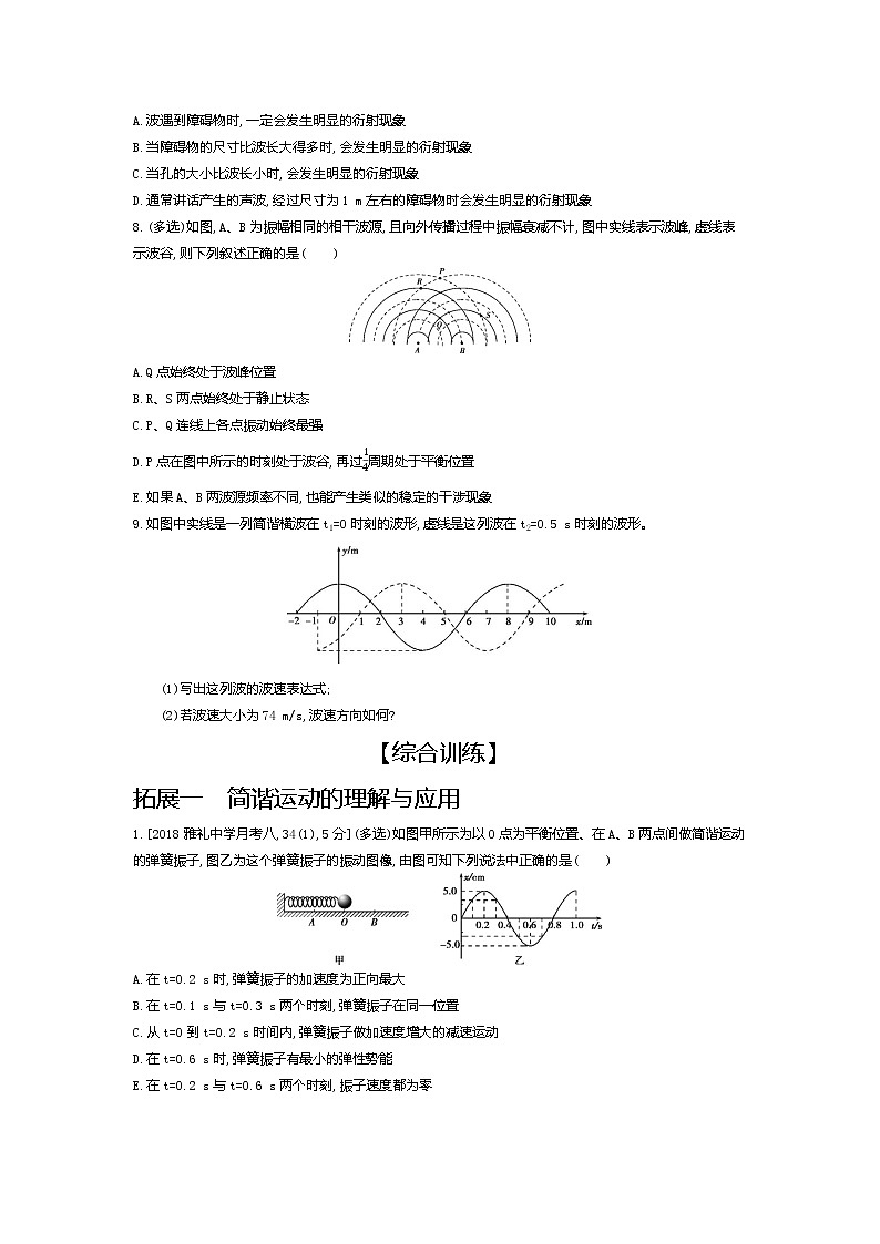 2021年高考一轮复习考点集训  物理(湖南省专用)专题十六　机械振动与机械波03