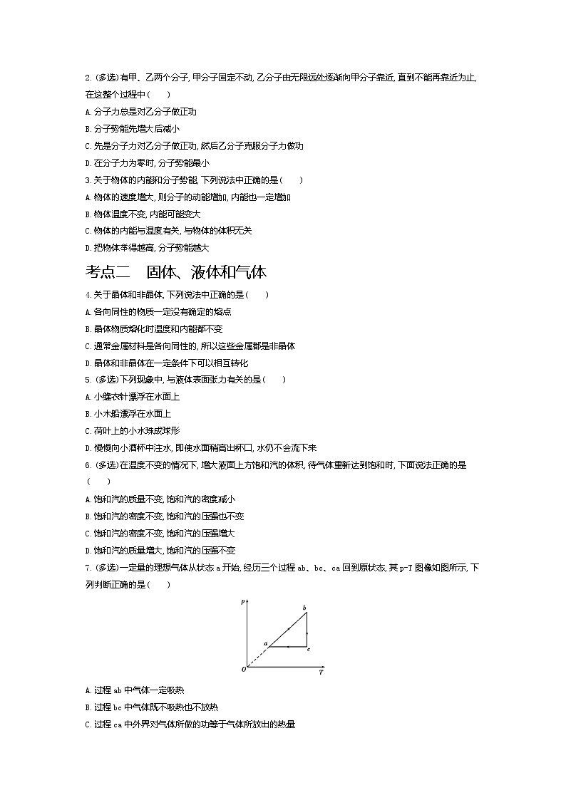 2021年高考一轮复习考点集训  物理(湖南省专用)专题十五　热学02