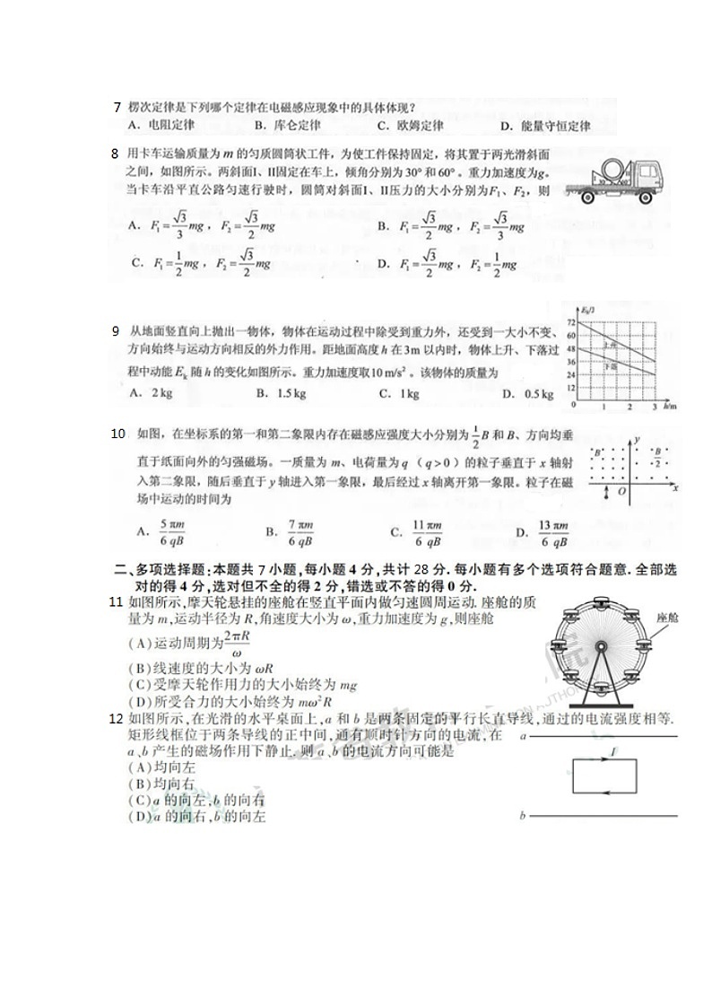 湖南省株洲市醴陵四中2019-2020学年高中教师业务水平考试物理试卷第2页