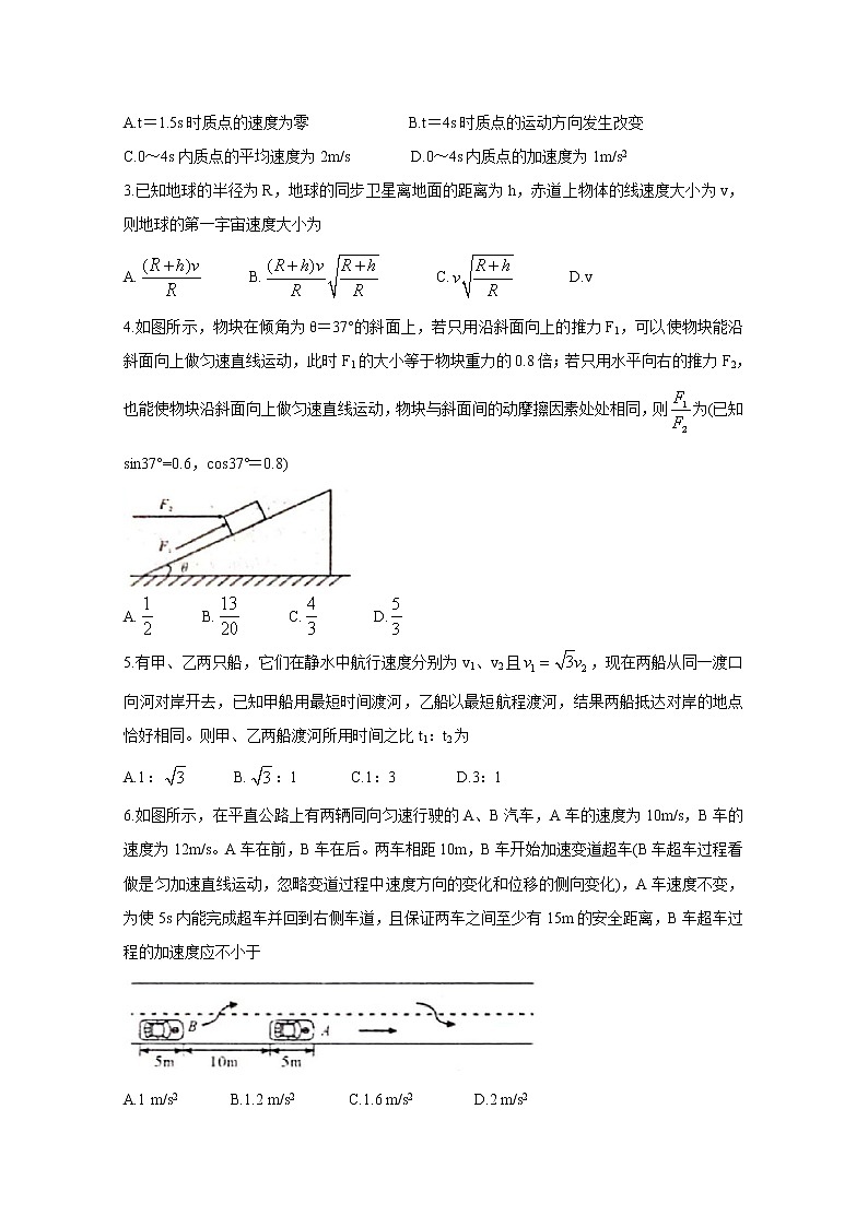 安徽省全国示范高中名校2020届高三10月联考试题 物理02